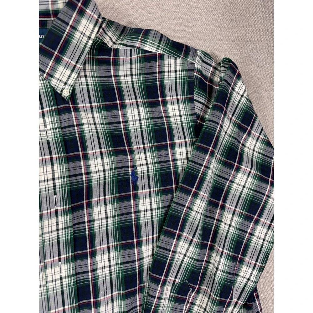 Vintage Polo Ralph Lauren Men's Plaid Classic Fit Button Up Dress Shirt Size L